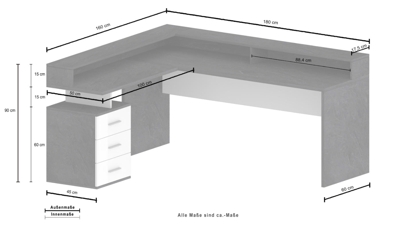 NEW SELINA - Bureau d'angle avec support pour écran