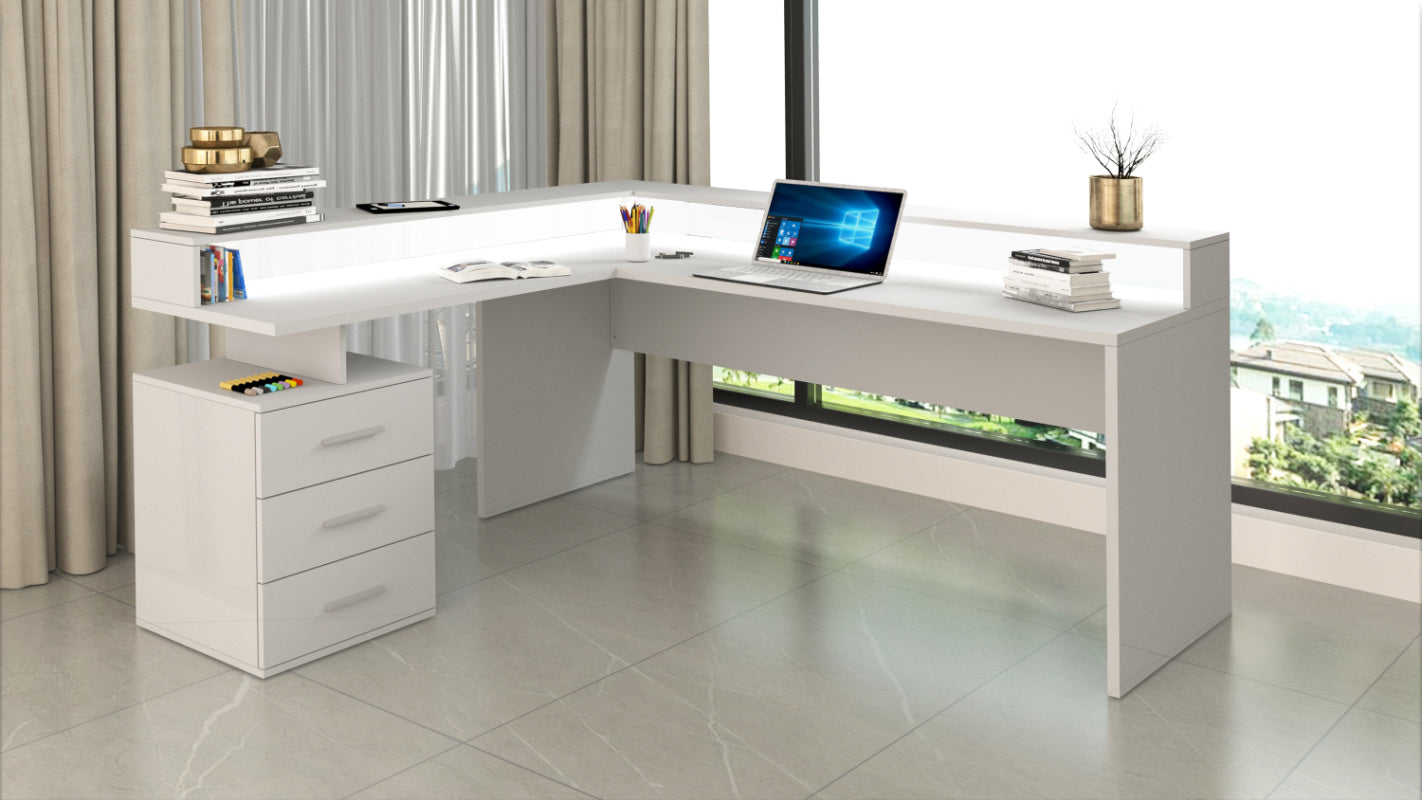 NEW SELINA - Bureau d'angle avec support pour écran