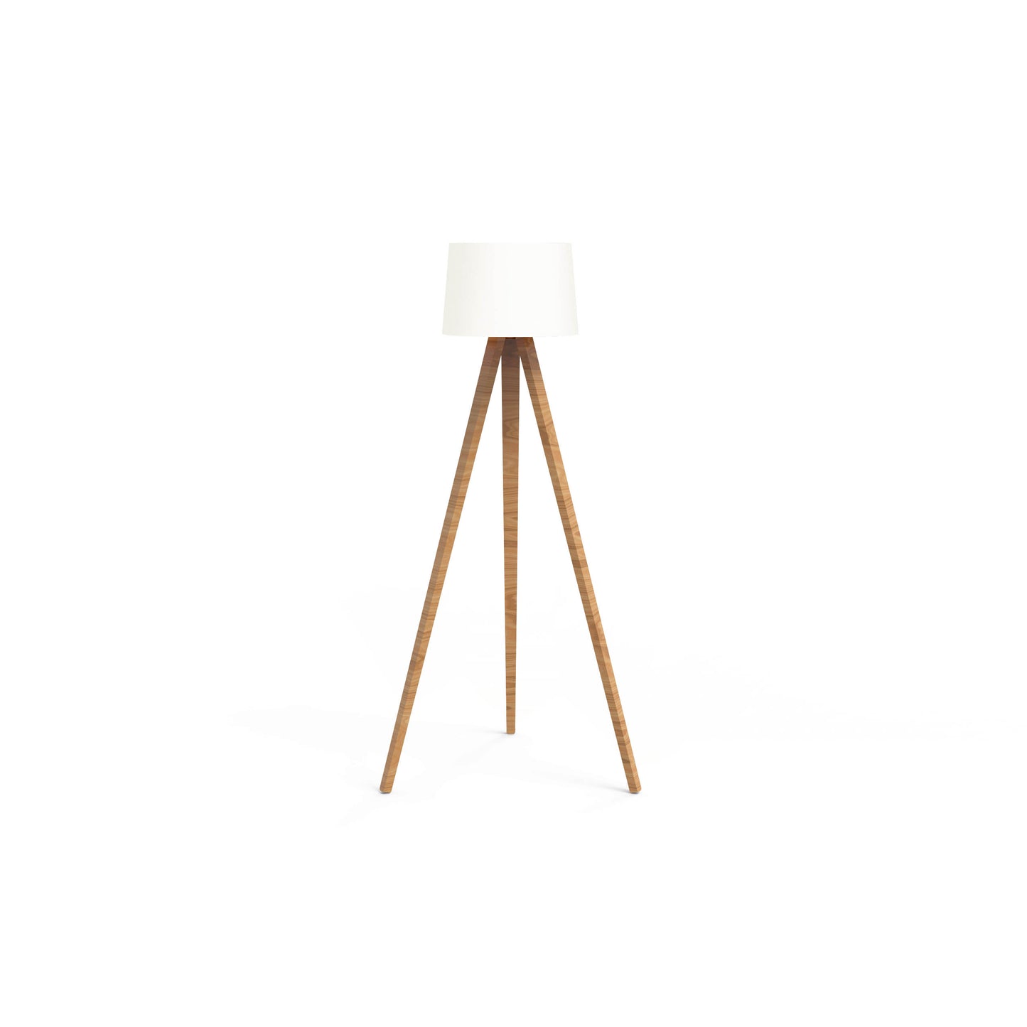 CL06 LED Tripod Floor Lamp from EOL, featuring a stylish three-legged base and providing 1100 lumens of soft, ambient light, ideal for living rooms or reading nooks. White.