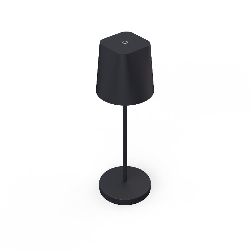 Lampe de table LED sans fil Ava noire pour intérieur et extérieur. Vue de haut