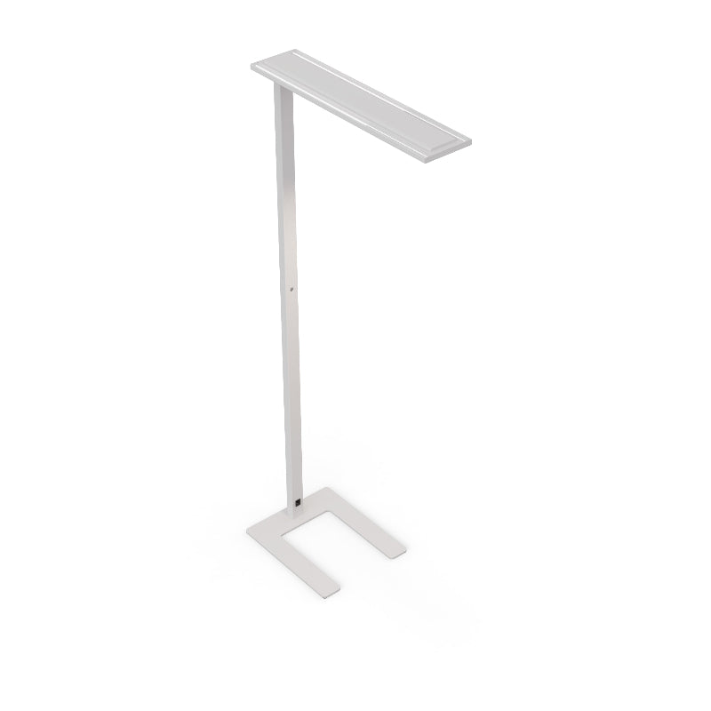 Noe Industrial Chic LED Floor Lamp (196.5 cm) made of aluminum, featuring 11900 lumens, adjustable arms, integrated dimmer, and configurable 3000K/4000K color temperatures and Black/White finishes. Arial view
