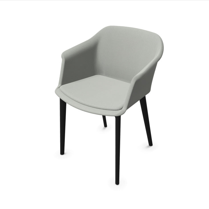 Fauteuil visiteur Scott avec coque tapissée colorée et 4 pieds en polypropylène noir. Gris clair 