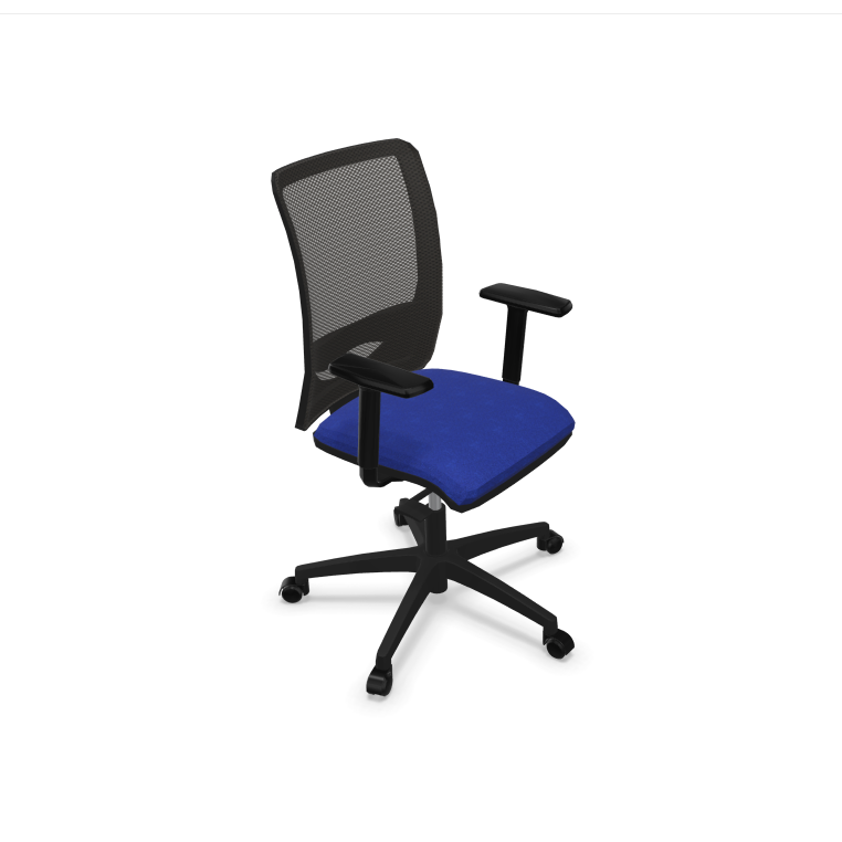 Fauteuil de bureau ergonomique Alter avec dossier en résille respirante, mécanisme synchrone et accoudoirs 1D. Bleu electrique
