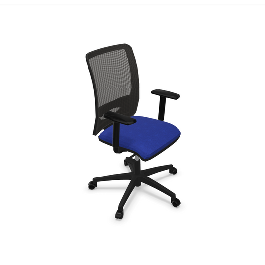 Fauteuil de bureau ergonomique Alter avec dossier en résille respirante, mécanisme synchrone et accoudoirs 1D. Bleu electrique