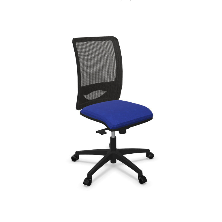 Fauteuil de bureau ergonomique Alter avec dossier en résille respirante, mécanisme synchrone sans accoudoirs 1D. Bleu electrique