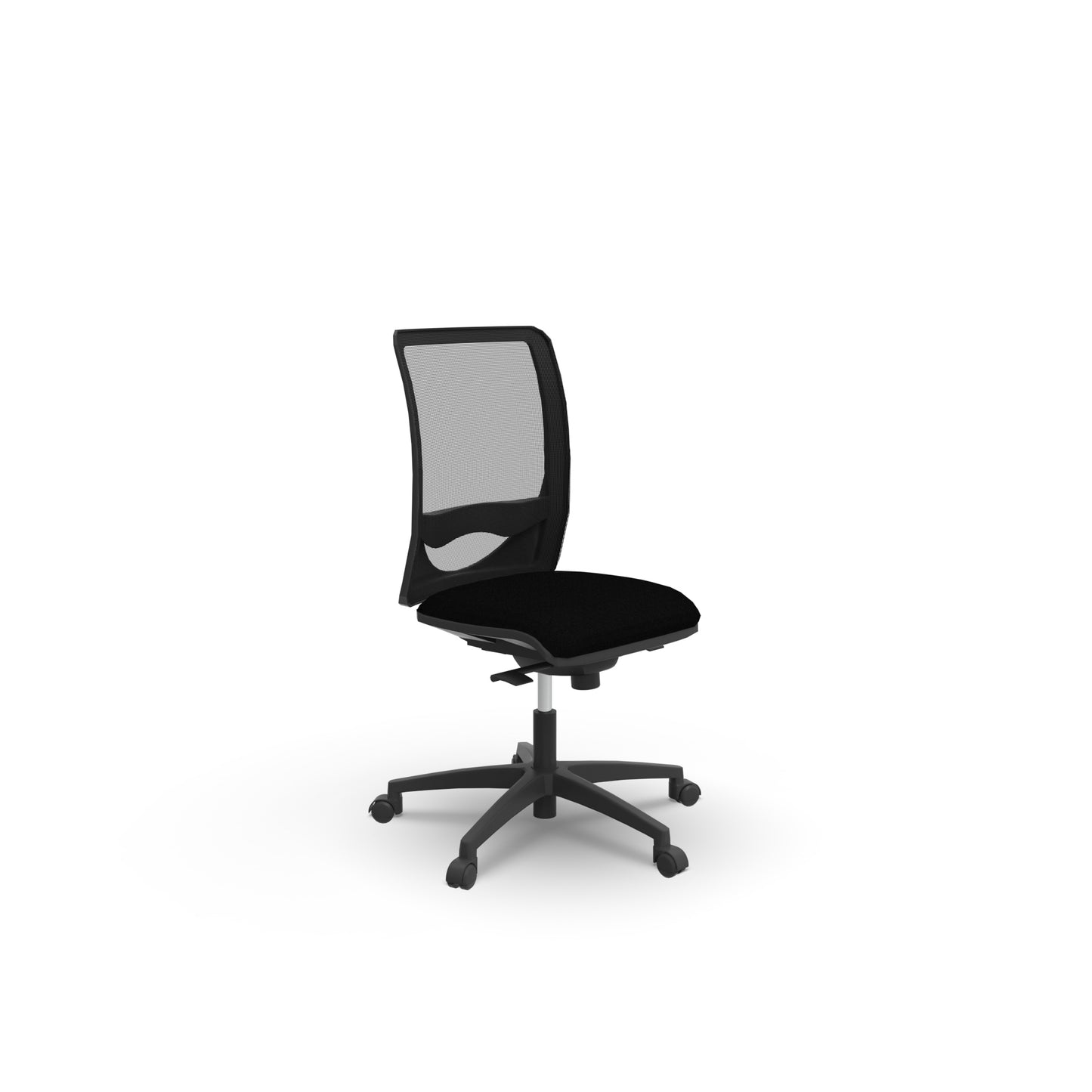 Fauteuil de bureau ergonomique Alter avec dossier en résille respirante, mécanisme synchrone sans accoudoirs 1D. Noir