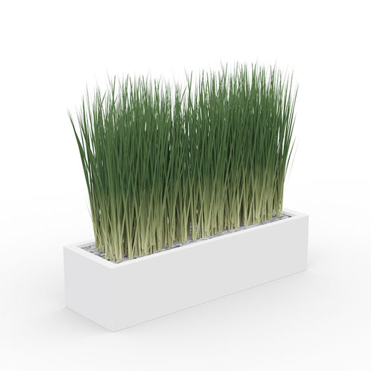 Grasses - White Fibrestone free-standing ornamental grass planters from EOL, featuring tall, realistic faux greenery in matching decorative containers, perfect for flanking entryways.