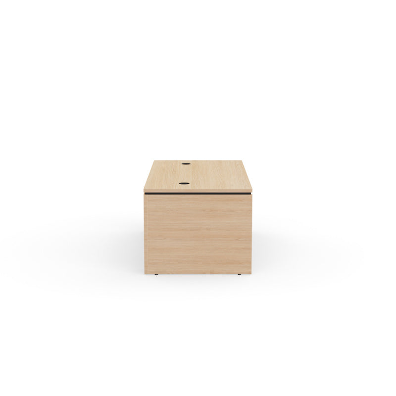 Bureau de direction rectangulaire Kara finition Chêne Naturel avec système de gestion des câbles intégré. Vue de cote