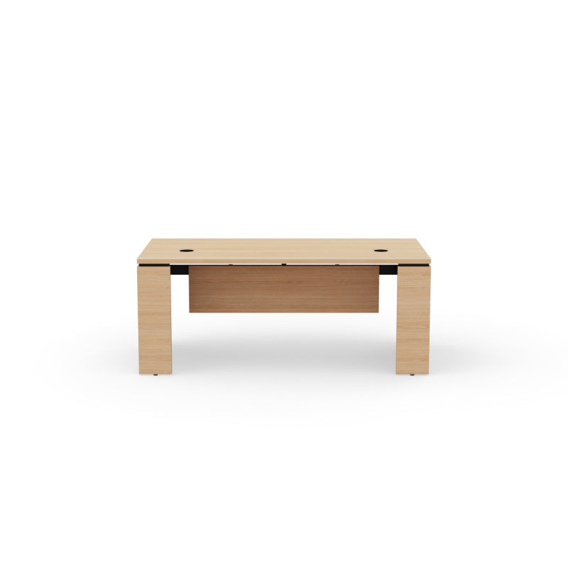 Bureau de direction rectangulaire Kara finition Chêne Naturel avec système de gestion des câbles intégré. Vue de face