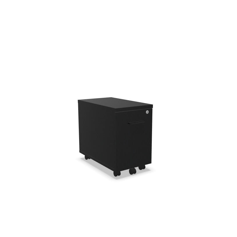 Caisson de bureau mobile compact 1 tiroir Mélina en finition Noir avec poignées noires.