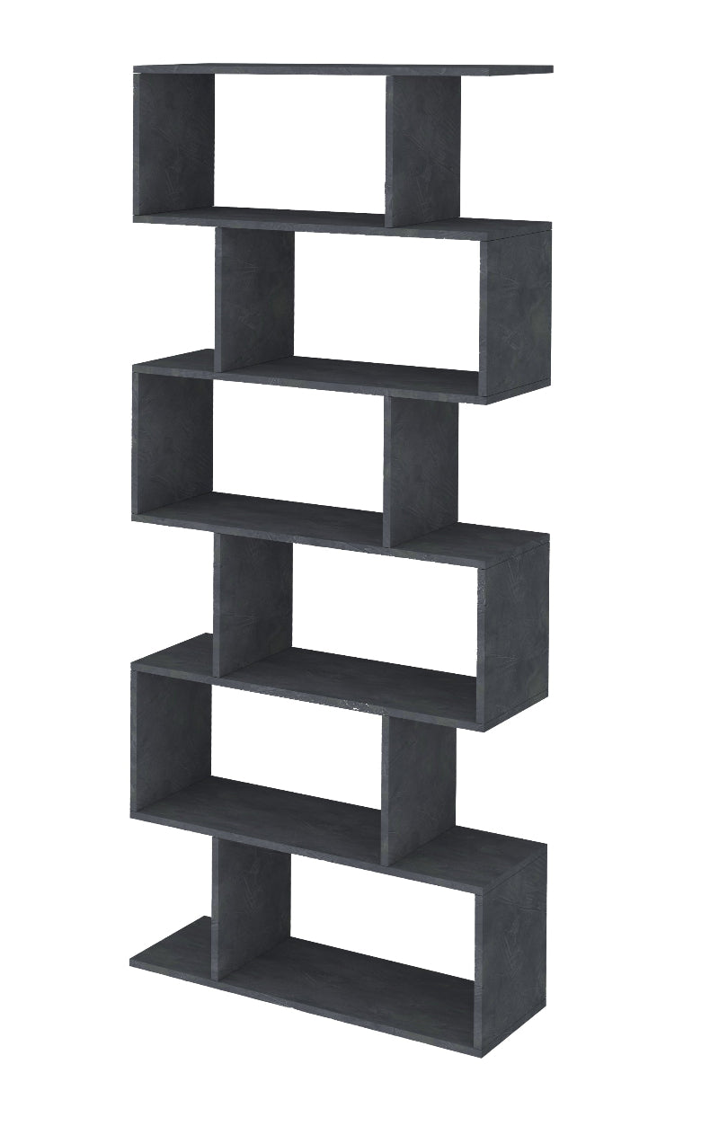 CALLI Vertical Bookcase by Web Furniture, featuring a tall, narrow profile with multiple open shelves. Ideal for space-saving storage and decorative display in small offices or living areas. Report