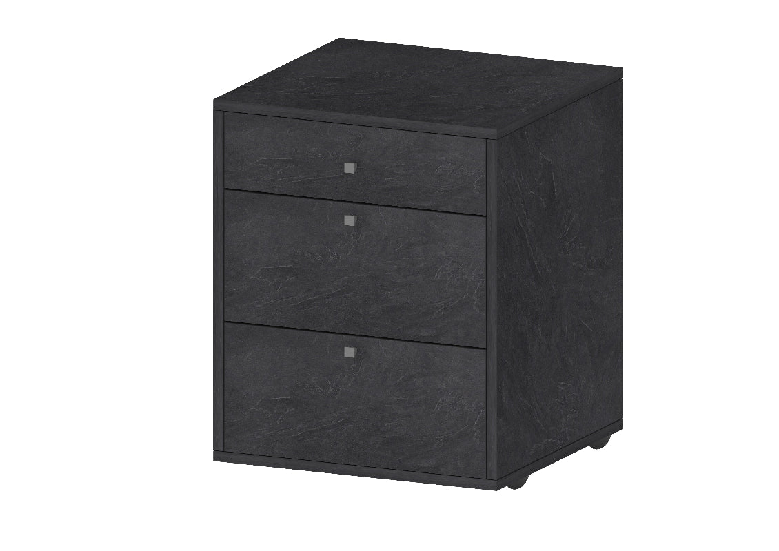 DALIA 3-Drawer Mobile File Cabinet by Web Furniture, featuring rolling casters, lockable drawers for secure filing, and a compact design that fits beneath a desk. Report.