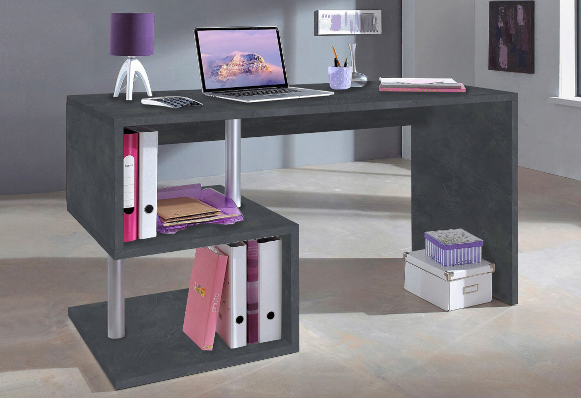 ESSE Desk by Web Furniture, featuring a 140 cm wide rectangular work surface. This standard size desk provides ample space for monitor(s) and essential supplies in a home or professional office. Report.