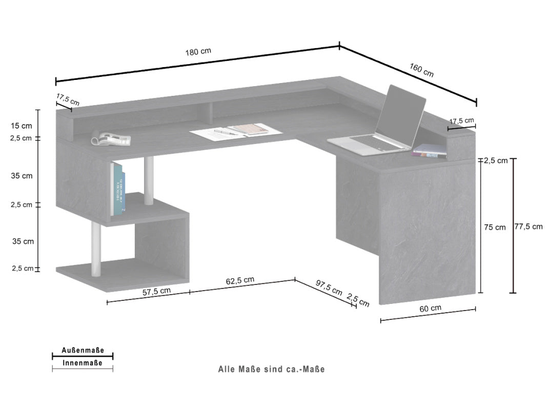 ESSE - Corner Desk with Monitor Stand