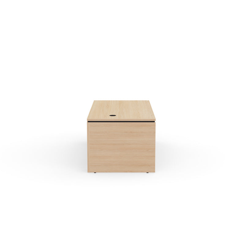 Kara Executive Desk from EOL featuring a large rectangular work surface with an integrated 3-drawer locking pedestal for secure filing and storage, ideal for a contemporary professional office. Side view.