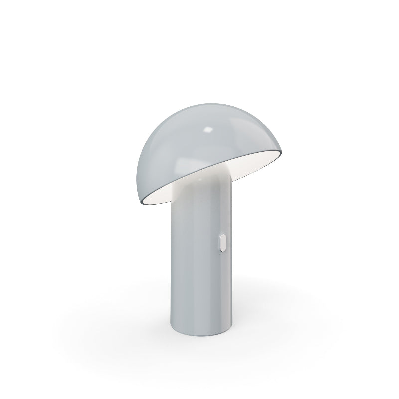 Lampe de table LED sans fil Champi grise en forme de champignon.