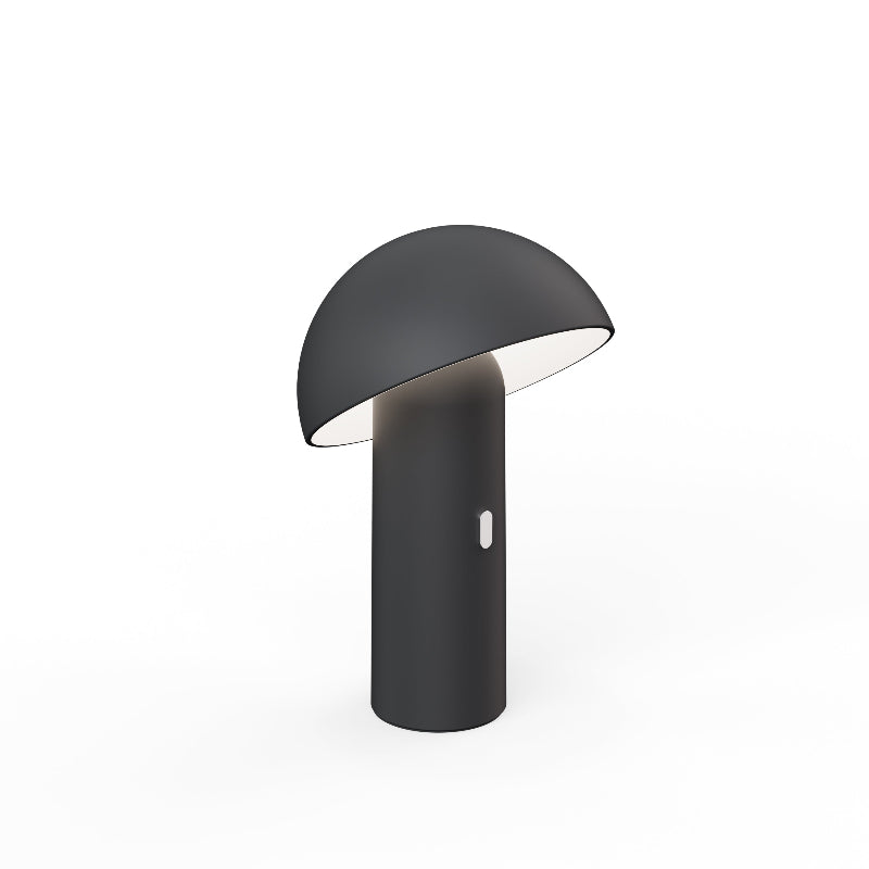 Lampe de table LED sans fil Champi noire en forme de champignon.