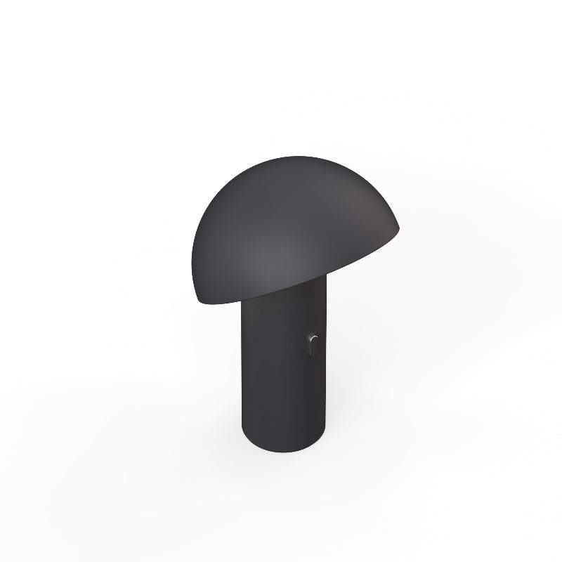 Lampe de table LED sans fil Champi noire en forme de champignon. Vue de cote