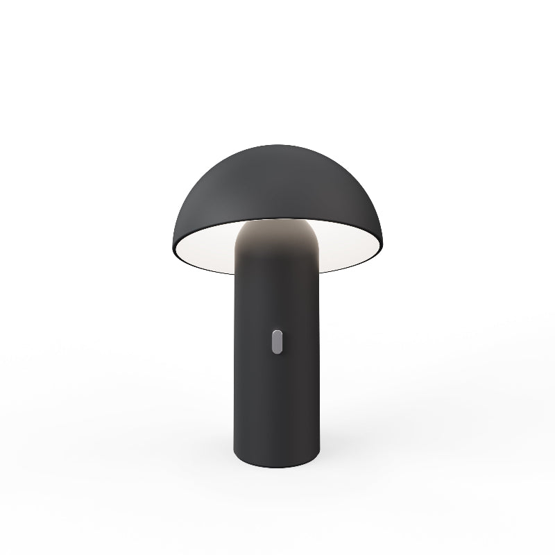 Lampe de table LED sans fil Champi noire en forme de champignon. Vue de face