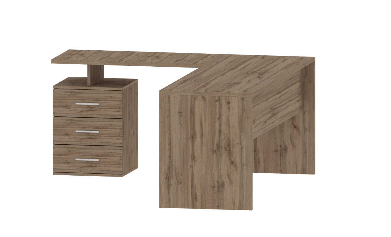 NEW SELINA Corner Desk by Web Furniture. This triangular or L-shaped desk design maximizes space efficiency by fitting neatly into room corners, ideal for small home or professional offices. Other side view.