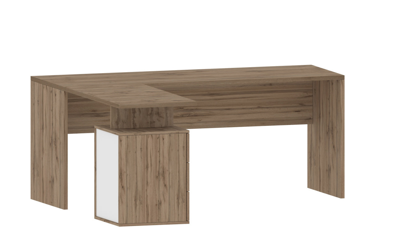 NEW SELINA Corner Desk by Web Furniture. This triangular or L-shaped desk design maximizes space efficiency by fitting neatly into room corners, ideal for small home or professional offices. Side view