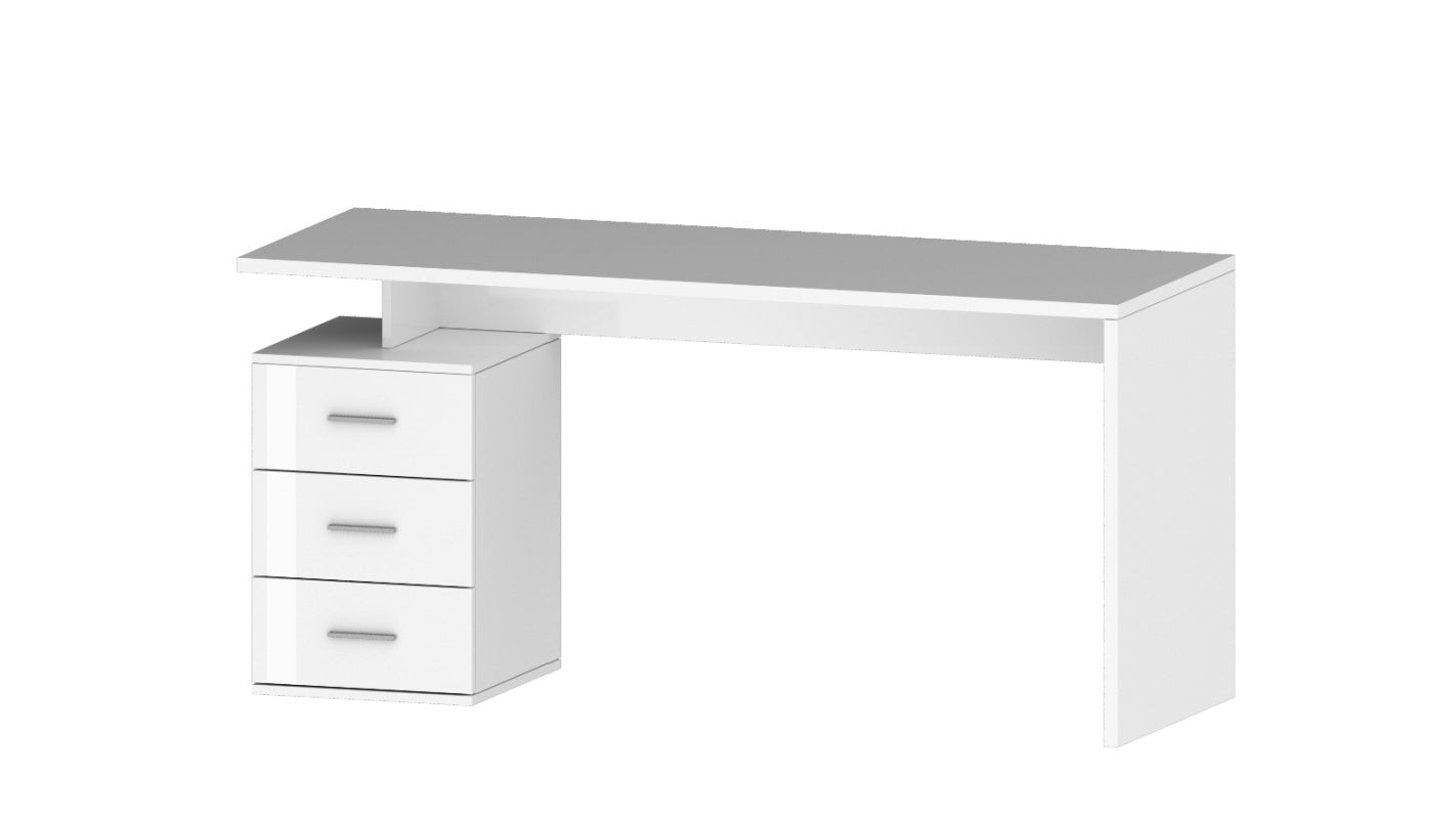 NEW SELINA Desk by Web Furniture, featuring a spacious 160 cm wide rectangular work surface, ideal for dual monitor setups and professional home office use. Glossy white 2