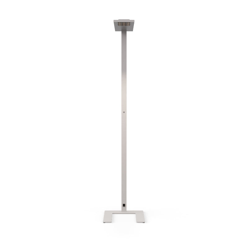 Noe Industrial Chic LED Floor Lamp (196.5 cm) made of aluminum, featuring 11900 lumens, adjustable arms, integrated dimmer, and configurable 3000K/4000K color temperatures and Black/White finishes. Front view