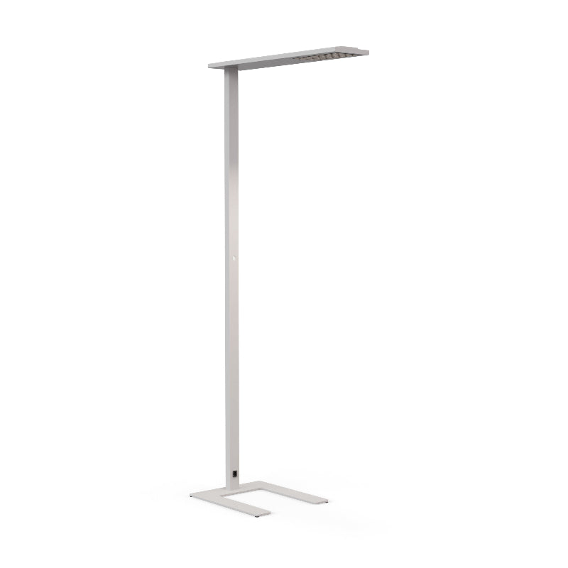 Noe Industrial Chic LED Floor Lamp (196.5 cm) made of aluminum, featuring 11900 lumens, adjustable arms, integrated dimmer, and configurable 3000K/4000K color temperatures and Black/White finishes. Silver. 